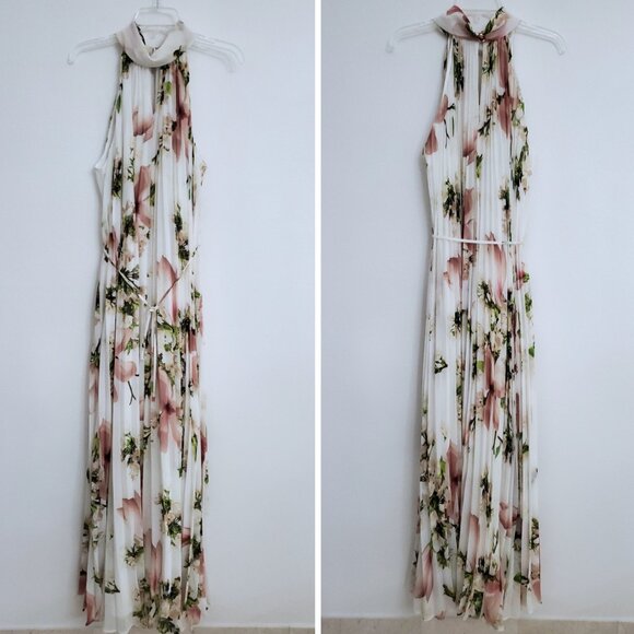Ted Baker Harmony Fine Pleat Floral Maxi Dress Size 4 - Picture 2 of 16